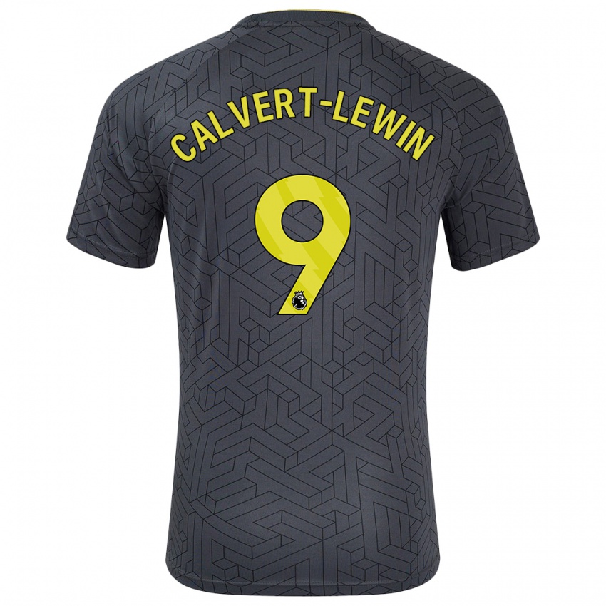 Homme Maillot Dominic Calvert-Lewin #9 Noir Jaune Tenues Extérieur 2024/25 T-Shirt Belgique