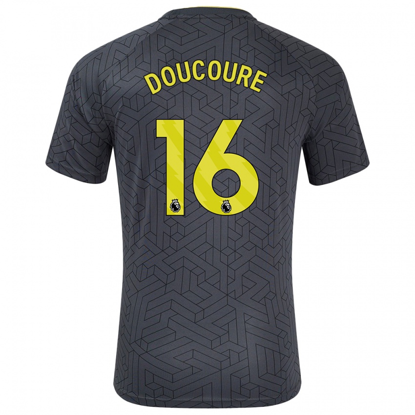 Homme Maillot Abdoulaye Doucoure #16 Noir Jaune Tenues Extérieur 2024/25 T-Shirt Belgique