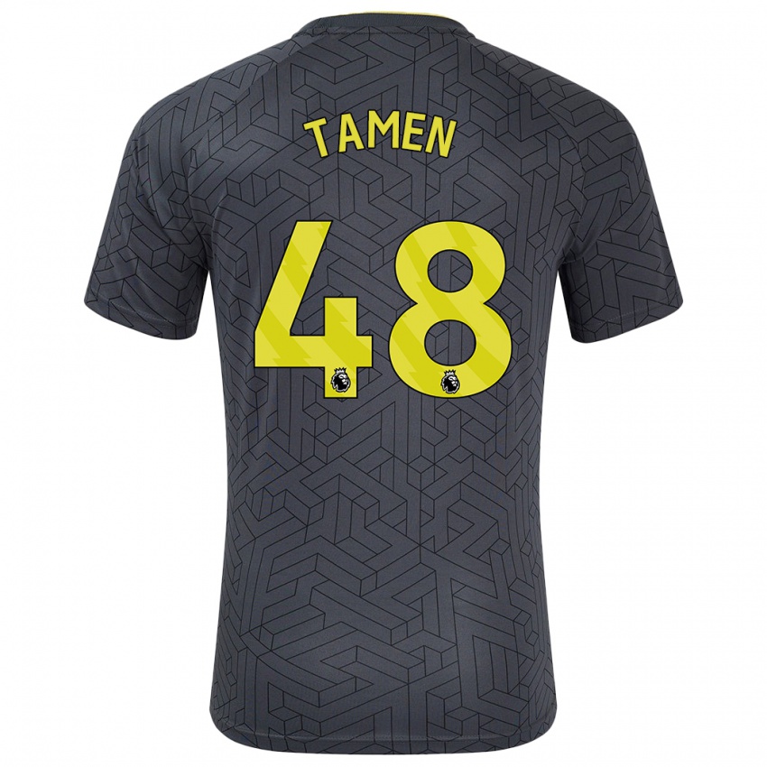 Herren William Tamen #48 Schwarz Gelb Auswärtstrikot Trikot 2024/25 T-Shirt Belgien