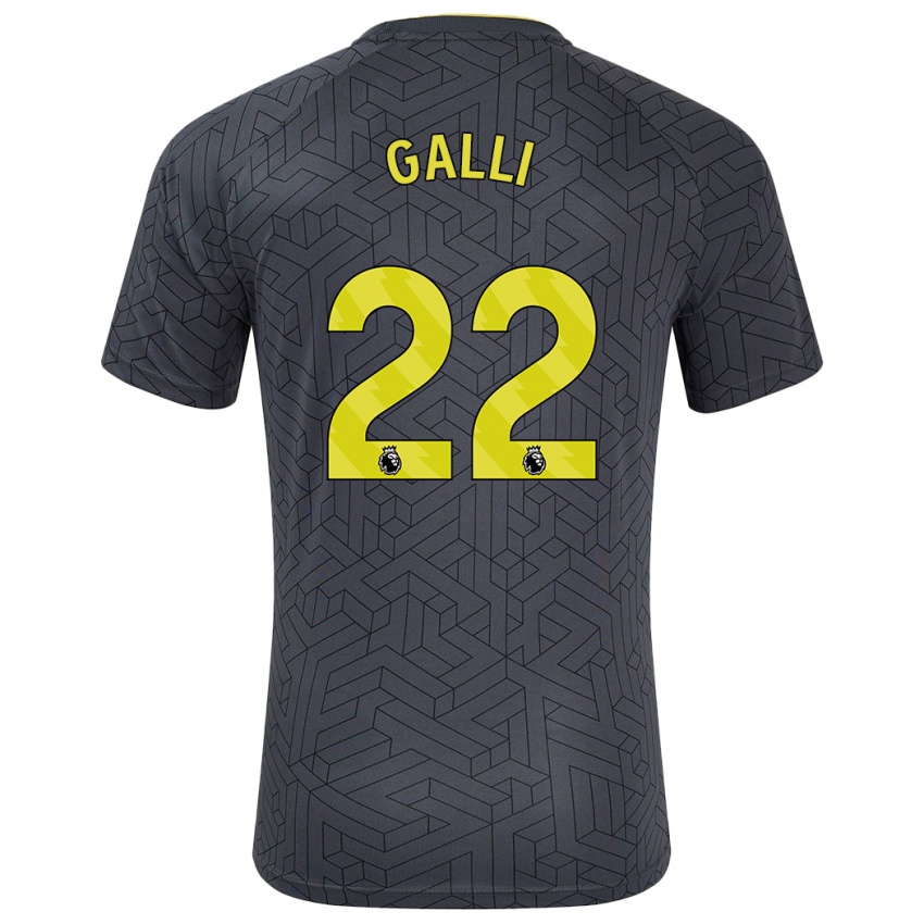 Homme Maillot Aurora Galli #22 Noir Jaune Tenues Extérieur 2024/25 T-Shirt Belgique