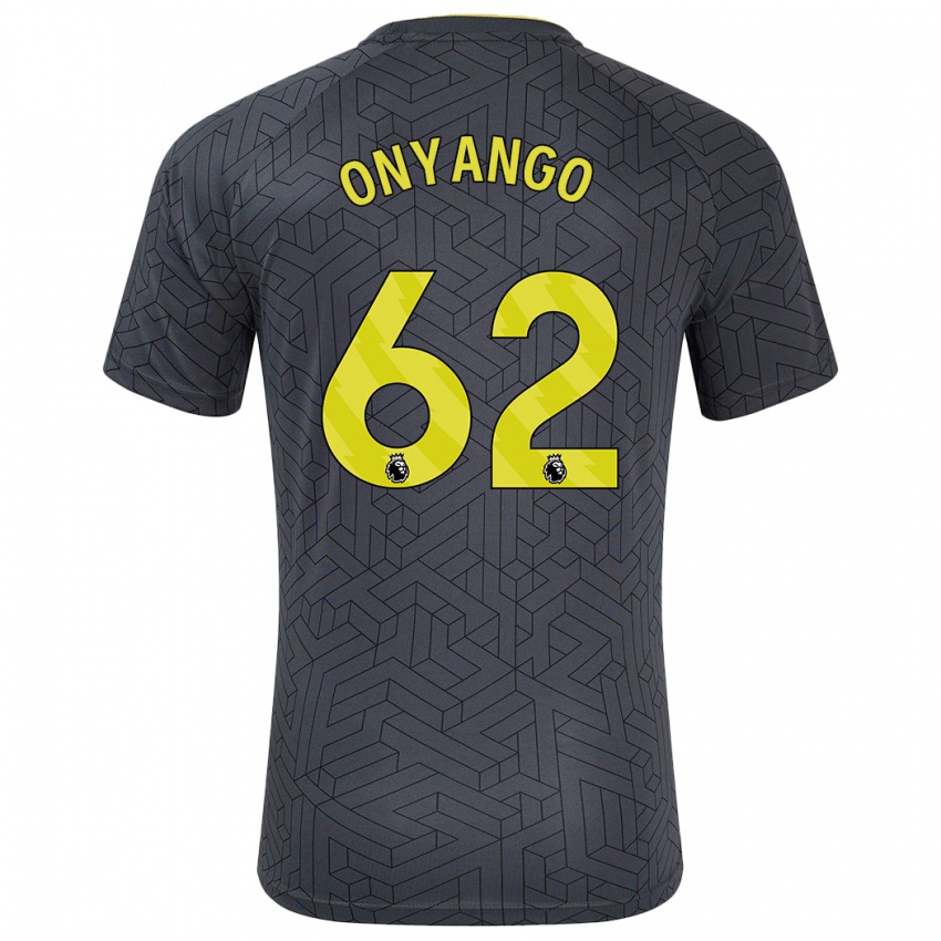 Heren Tyler Onyango #62 Zwart Geel Uitshirt Uittenue 2024/25 T-Shirt België