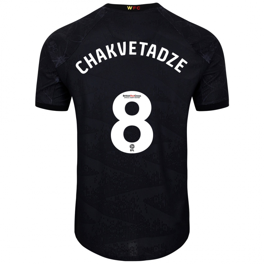 Homme Maillot Giorgi Chakvetadze #8 Noir Blanc Tenues Extérieur 2024/25 T-Shirt Belgique