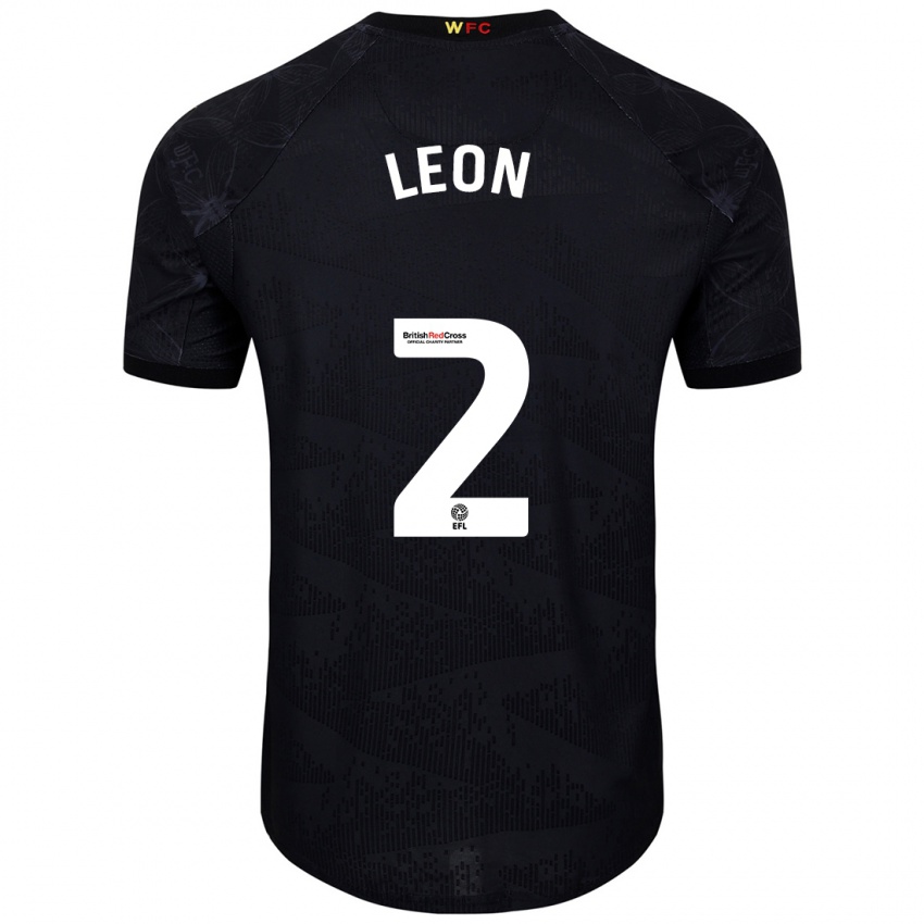 Homme Maillot Lucía León #2 Noir Blanc Tenues Extérieur 2024/25 T-Shirt Belgique