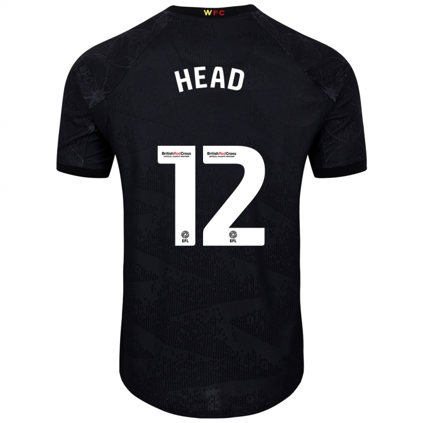 Homme Maillot Ellie Head #12 Noir Blanc Tenues Extérieur 2024/25 T-Shirt Belgique