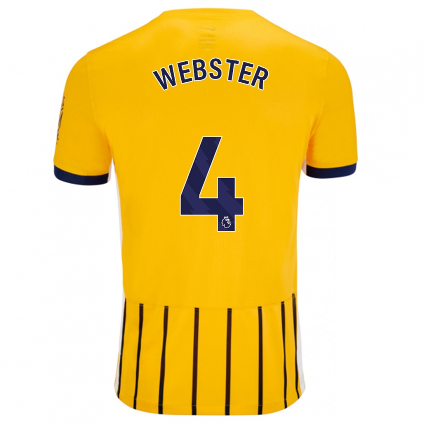 Homme Maillot Adam Webster #4 Doré Bleu À Fines Rayures Tenues Extérieur 2024/25 T-Shirt Belgique