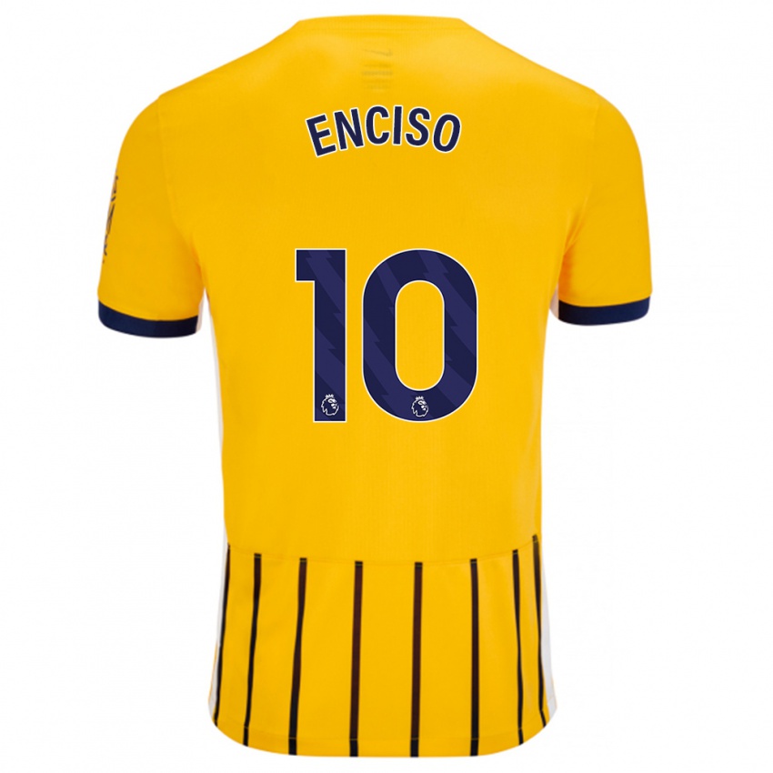 Homme Maillot Julio Enciso #10 Doré Bleu À Fines Rayures Tenues Extérieur 2024/25 T-Shirt Belgique