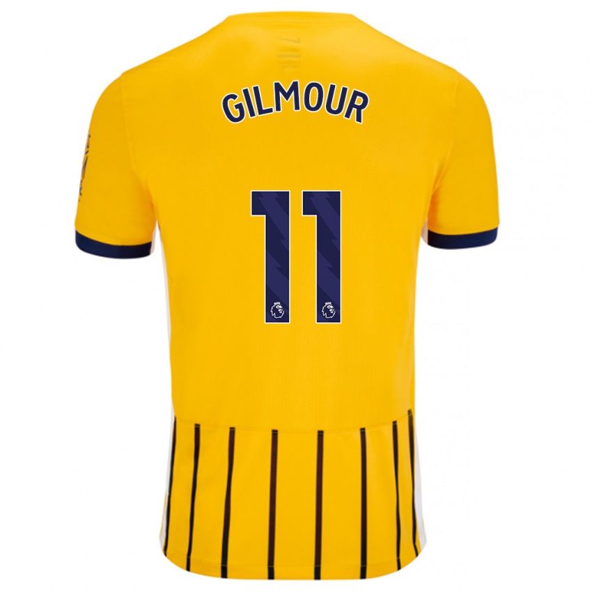 Homme Maillot Billy Gilmour #11 Doré Bleu À Fines Rayures Tenues Extérieur 2024/25 T-Shirt Belgique