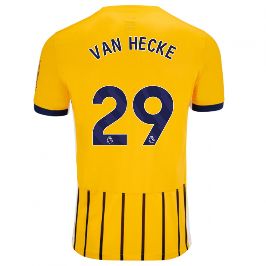 Homme Maillot Jan Paul Van Hecke #29 Doré Bleu À Fines Rayures Tenues Extérieur 2024/25 T-Shirt Belgique