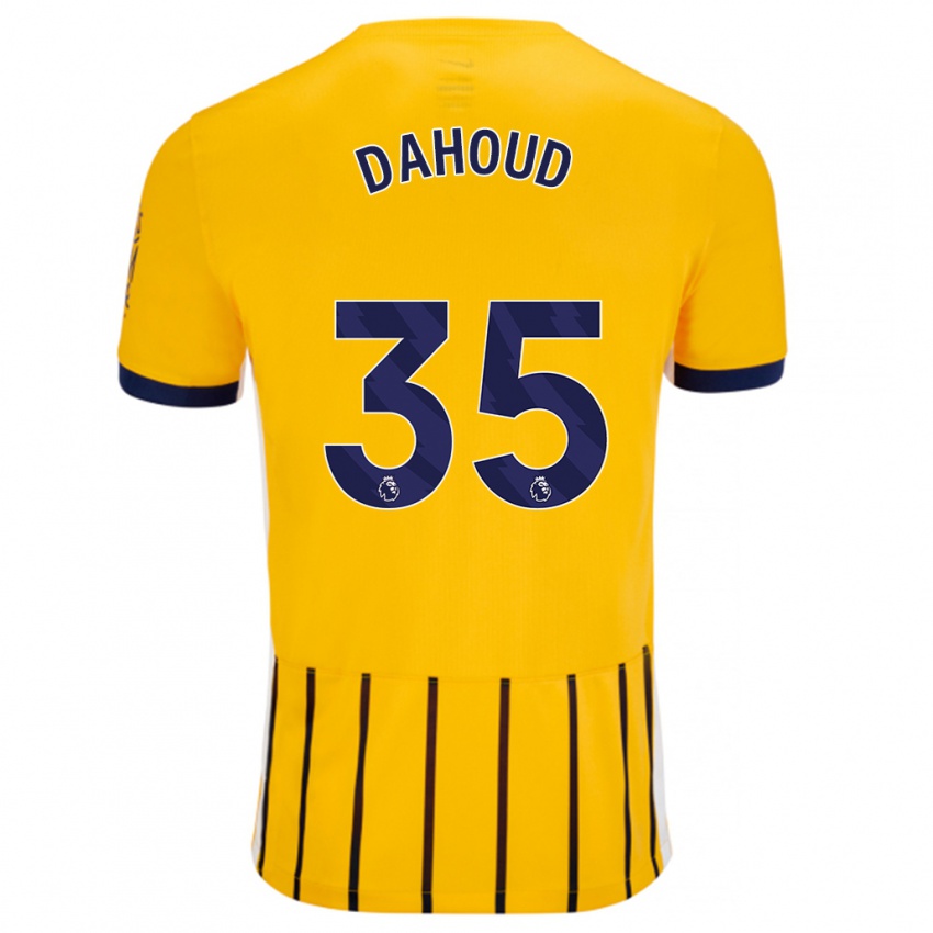 Homme Maillot Mahmoud Dahoud #35 Doré Bleu À Fines Rayures Tenues Extérieur 2024/25 T-Shirt Belgique