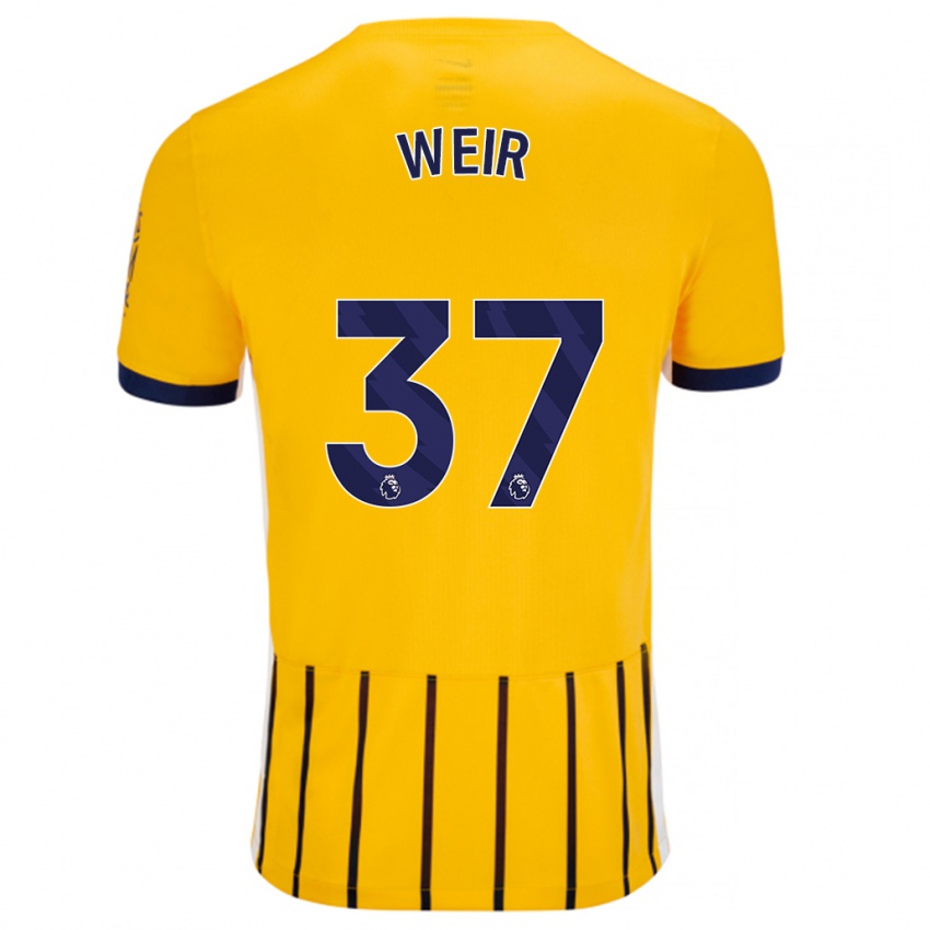 Herren Jensen Weir #37 Gold Blau Nadelstreifen Auswärtstrikot Trikot 2024/25 T-Shirt Belgien