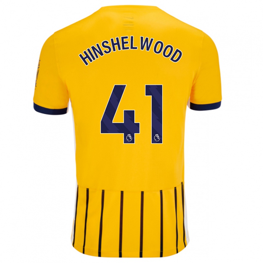 Homme Maillot Jack Hinshelwood #41 Doré Bleu À Fines Rayures Tenues Extérieur 2024/25 T-Shirt Belgique