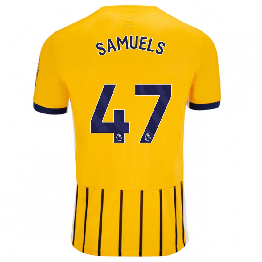 Homme Maillot Imari Samuels #47 Doré Bleu À Fines Rayures Tenues Extérieur 2024/25 T-Shirt Belgique