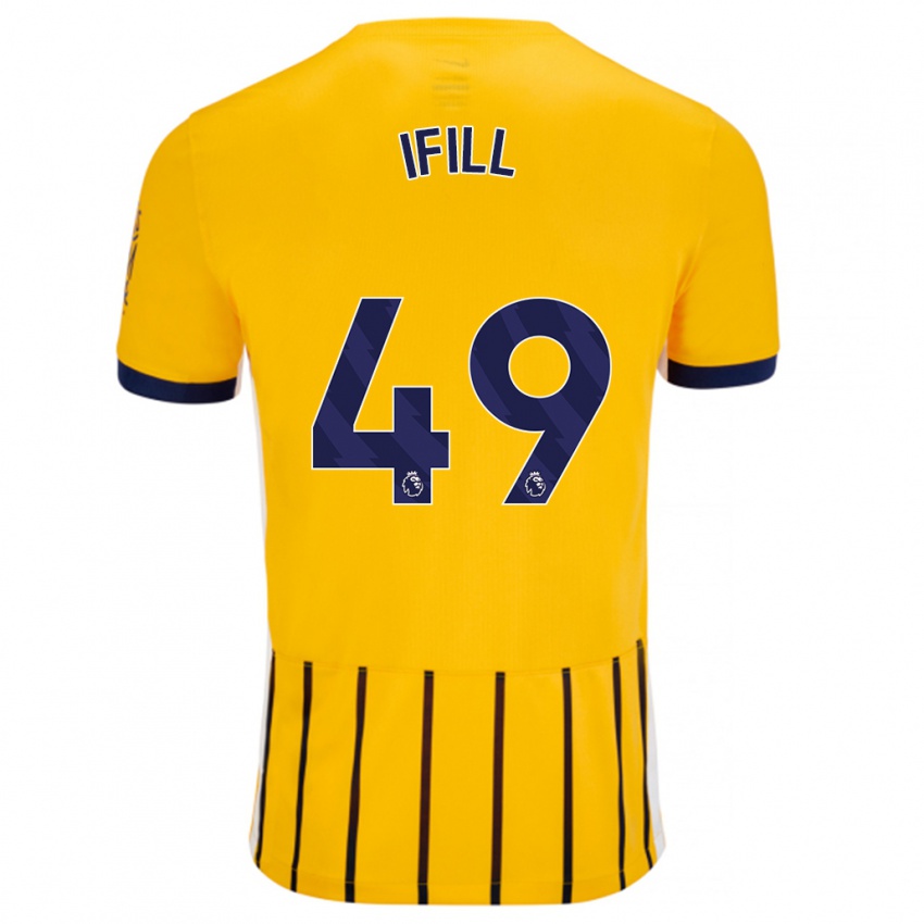 Homme Maillot Marcus Ifill #49 Doré Bleu À Fines Rayures Tenues Extérieur 2024/25 T-Shirt Belgique