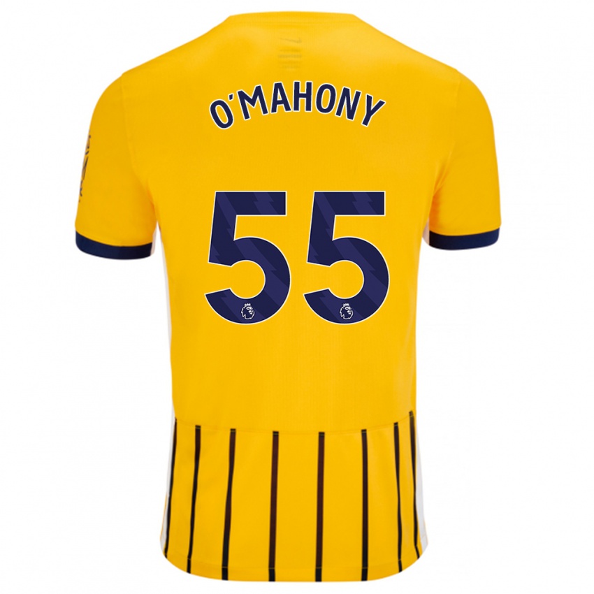 Homme Maillot Mark O'mahony #55 Doré Bleu À Fines Rayures Tenues Extérieur 2024/25 T-Shirt Belgique