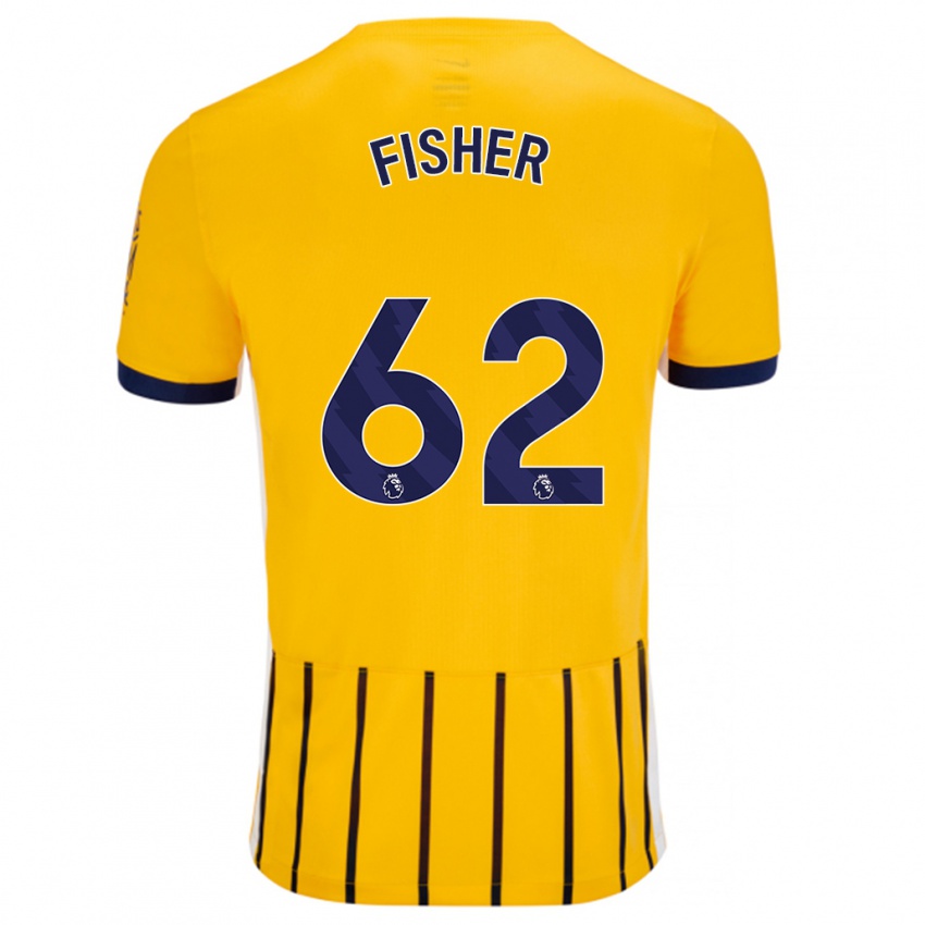 Homme Maillot Hugo Fisher #62 Doré Bleu À Fines Rayures Tenues Extérieur 2024/25 T-Shirt Belgique