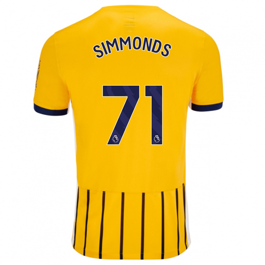 Herren Freddie Simmonds #71 Gold Blau Nadelstreifen Auswärtstrikot Trikot 2024/25 T-Shirt Belgien