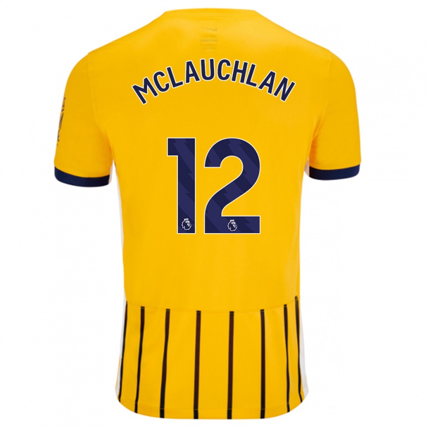 Homme Maillot Rachel Mclauchlan #12 Doré Bleu À Fines Rayures Tenues Extérieur 2024/25 T-Shirt Belgique