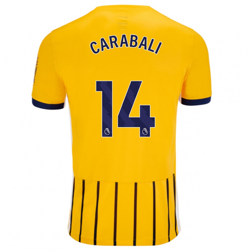 Herren Jorelyn Andrea Carabalí Martínez #14 Gold Blau Nadelstreifen Auswärtstrikot Trikot 2024/25 T-Shirt Belgien