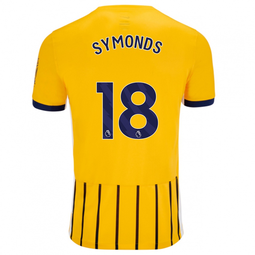 Homme Maillot Maisie Symonds #18 Doré Bleu À Fines Rayures Tenues Extérieur 2024/25 T-Shirt Belgique