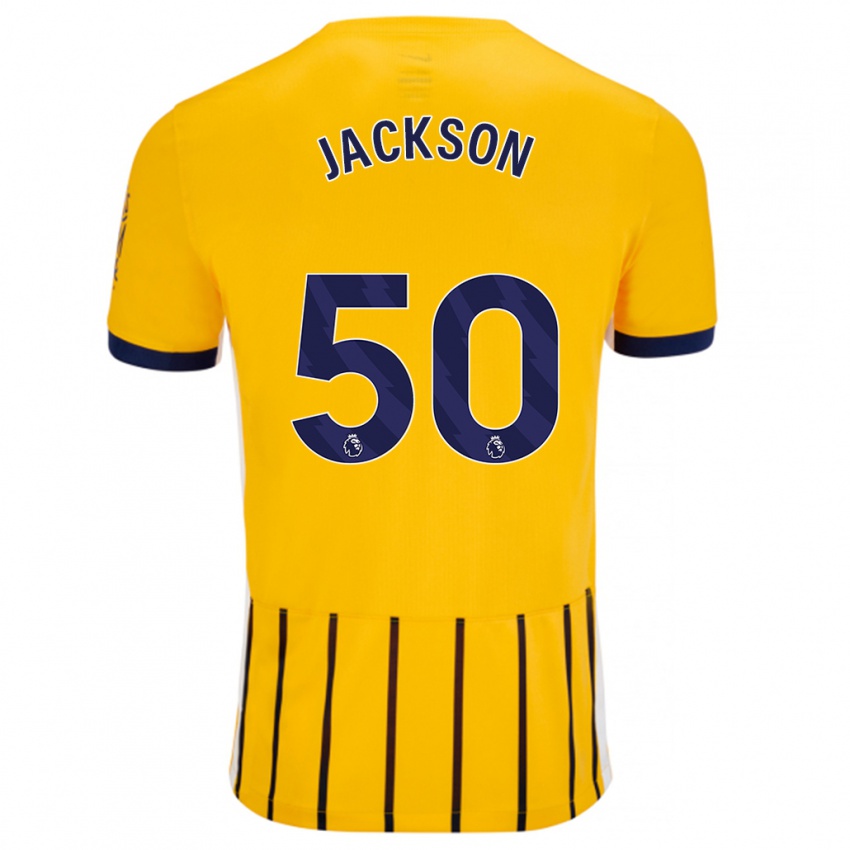 Herren Ben Jackson #50 Gold Blau Nadelstreifen Auswärtstrikot Trikot 2024/25 T-Shirt Belgien