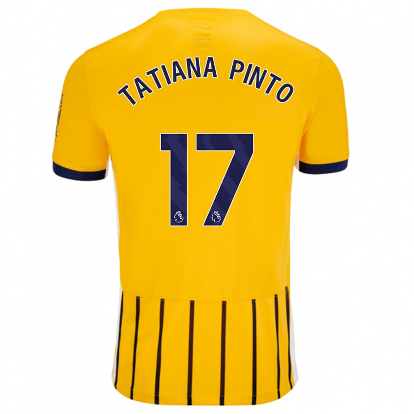 Herren Tatiana Vanessa Ferreira Pinto #17 Gold Blau Nadelstreifen Auswärtstrikot Trikot 2024/25 T-Shirt Belgien