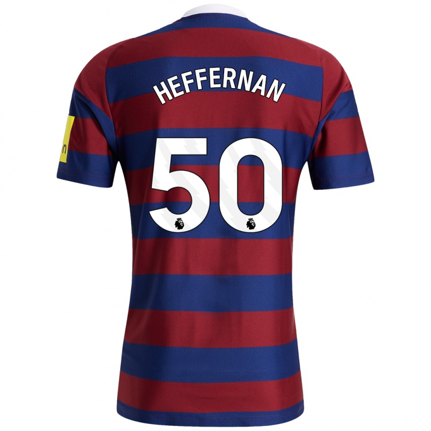 Herren Cathal Heffernan #50 Burgunderrot Marineblau Auswärtstrikot Trikot 2024/25 T-Shirt Belgien