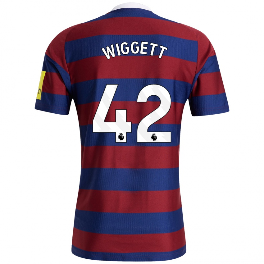 Herren Charlie Wiggett #42 Burgunderrot Marineblau Auswärtstrikot Trikot 2024/25 T-Shirt Belgien