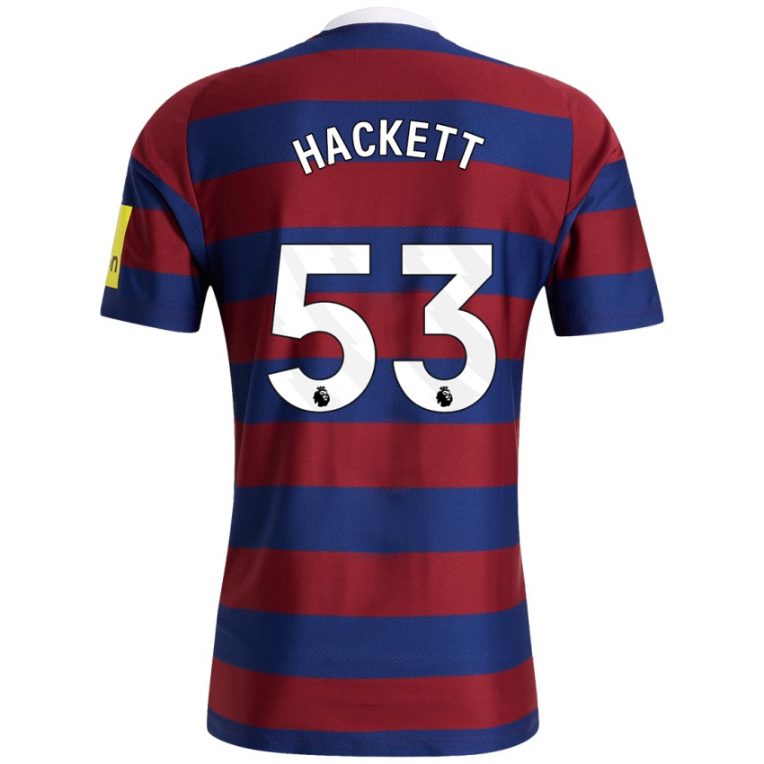 Herren Jordan Hackett #53 Burgunderrot Marineblau Auswärtstrikot Trikot 2024/25 T-Shirt Belgien