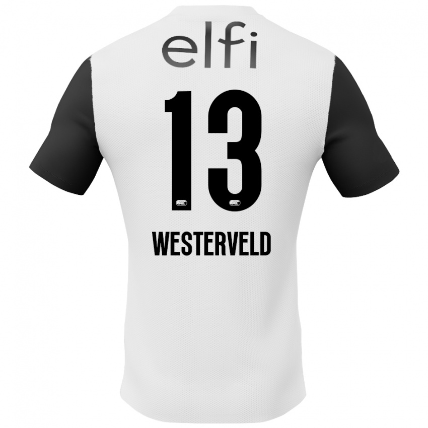 Homme Maillot Sem Westerveld #13 Blanc Noir Tenues Extérieur 2024/25 T-Shirt Belgique