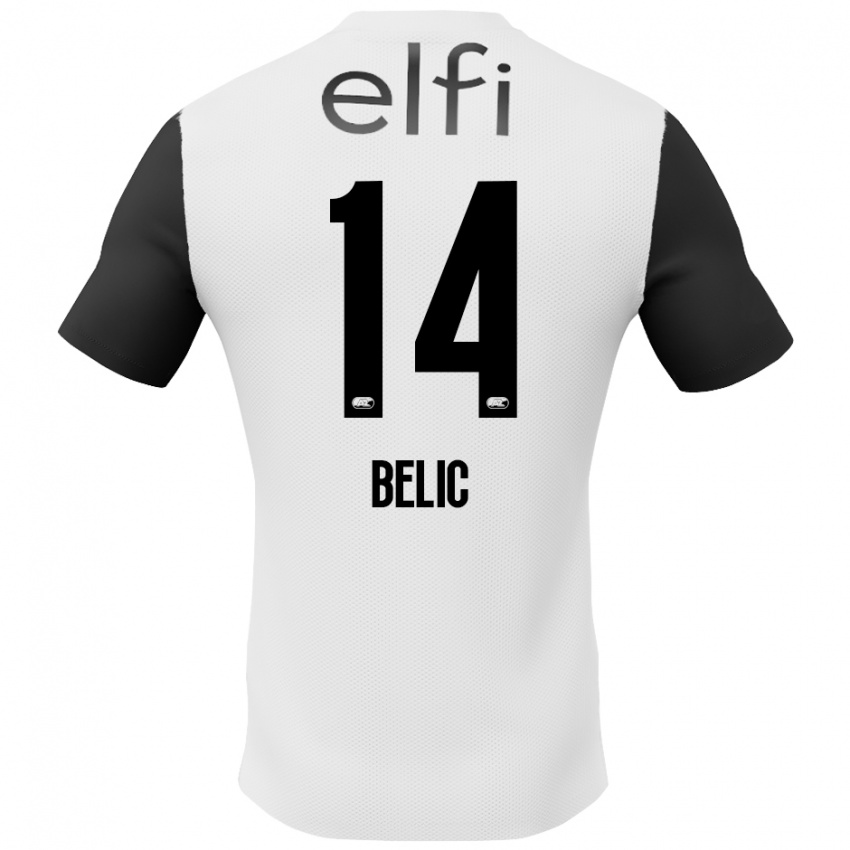 Homme Maillot Kristijan Belic #14 Blanc Noir Tenues Extérieur 2024/25 T-Shirt Belgique