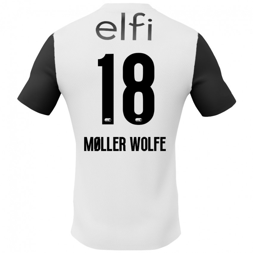 Homme Maillot David Møller Wolfe #18 Blanc Noir Tenues Extérieur 2024/25 T-Shirt Belgique