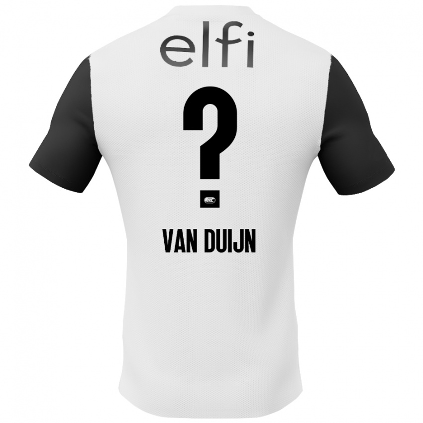 Homme Maillot Sem Van Duijn #0 Blanc Noir Tenues Extérieur 2024/25 T-Shirt Belgique