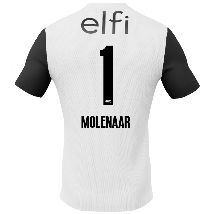 Homme Maillot Finn Molenaar #1 Blanc Noir Tenues Extérieur 2024/25 T-Shirt Belgique