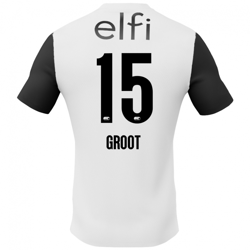 Homme Maillot Pleun Groot #15 Blanc Noir Tenues Extérieur 2024/25 T-Shirt Belgique