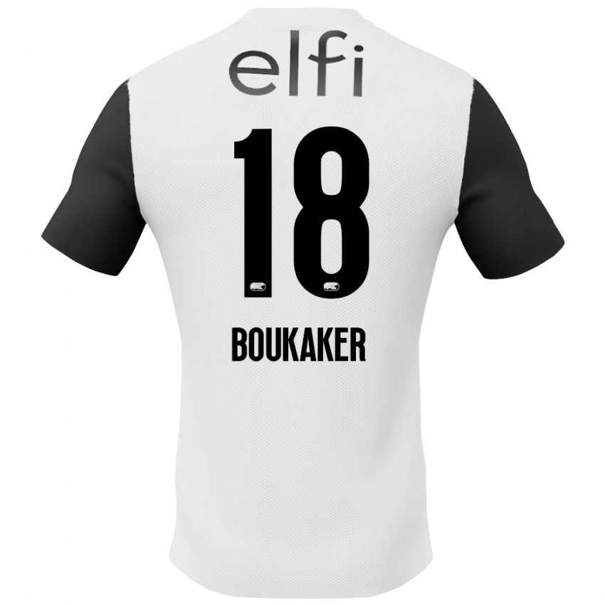 Homme Maillot Romaissa Boukaker #18 Blanc Noir Tenues Extérieur 2024/25 T-Shirt Belgique