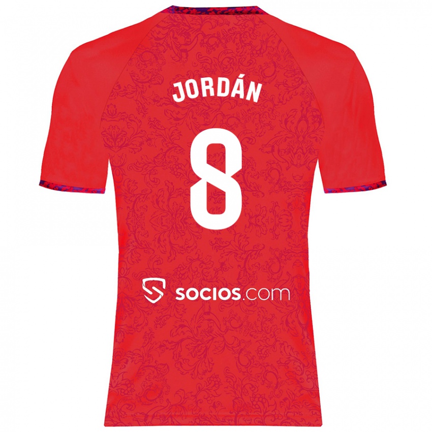 Herren Joan Jordán #8 Rot Auswärtstrikot Trikot 2024/25 T-Shirt Belgien