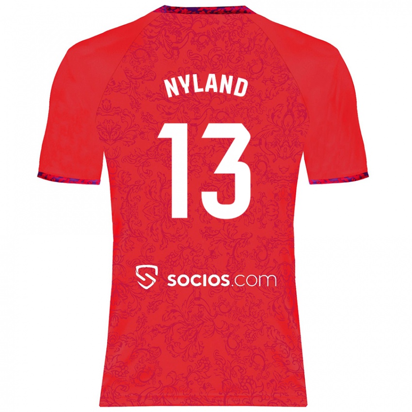 Herren Ørjan Nyland #13 Rot Auswärtstrikot Trikot 2024/25 T-Shirt Belgien