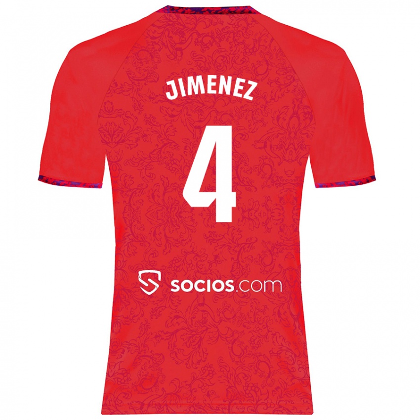 Herren Diego Jiménez #4 Rot Auswärtstrikot Trikot 2024/25 T-Shirt Belgien