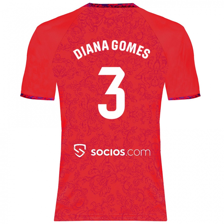 Herren Diana Catarina Ribeiro Gomes #3 Rot Auswärtstrikot Trikot 2024/25 T-Shirt Belgien