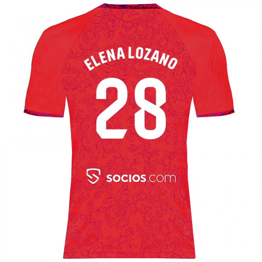 Herren Elena Lozano Gallego #28 Rot Auswärtstrikot Trikot 2024/25 T-Shirt Belgien