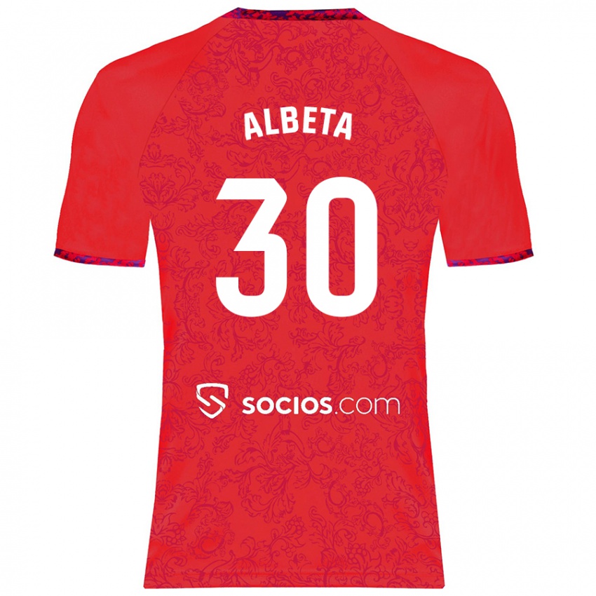 Herren Alba María López Montiel #30 Rot Auswärtstrikot Trikot 2024/25 T-Shirt Belgien