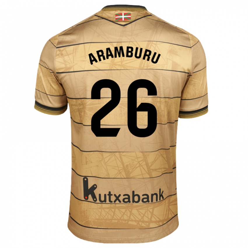 Herren Jon Aramburu #26 Braun Auswärtstrikot Trikot 2024/25 T-Shirt Belgien