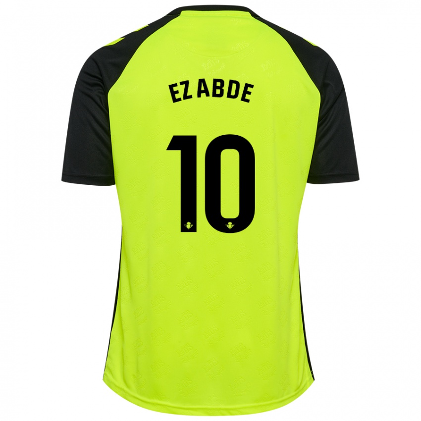 Heren Abde Ezzalzouli #10 Fluorescerend Geel Zwart Uitshirt Uittenue 2024/25 T-Shirt België