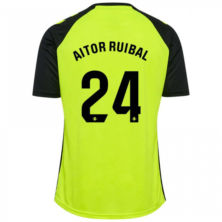 Heren Aitor Ruibal #24 Fluorescerend Geel Zwart Uitshirt Uittenue 2024/25 T-Shirt België