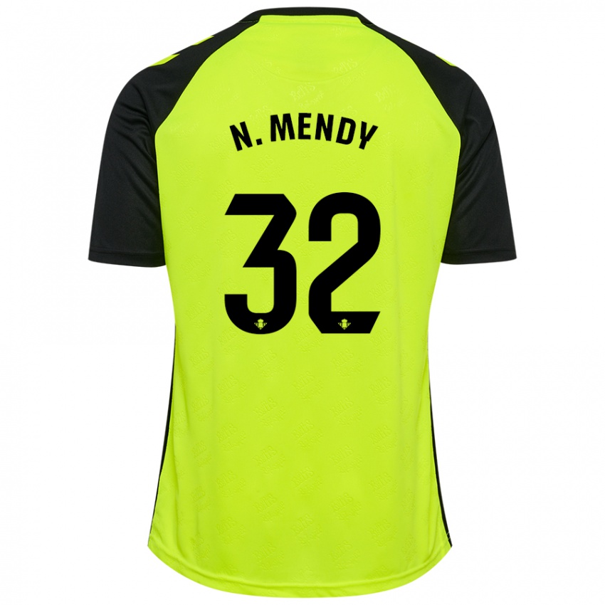 Heren Nobel Mendy #32 Fluorescerend Geel Zwart Uitshirt Uittenue 2024/25 T-Shirt België