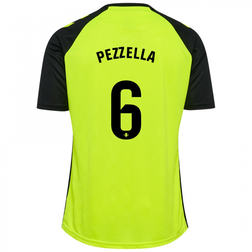 Heren German Pezzella #6 Fluorescerend Geel Zwart Uitshirt Uittenue 2024/25 T-Shirt België