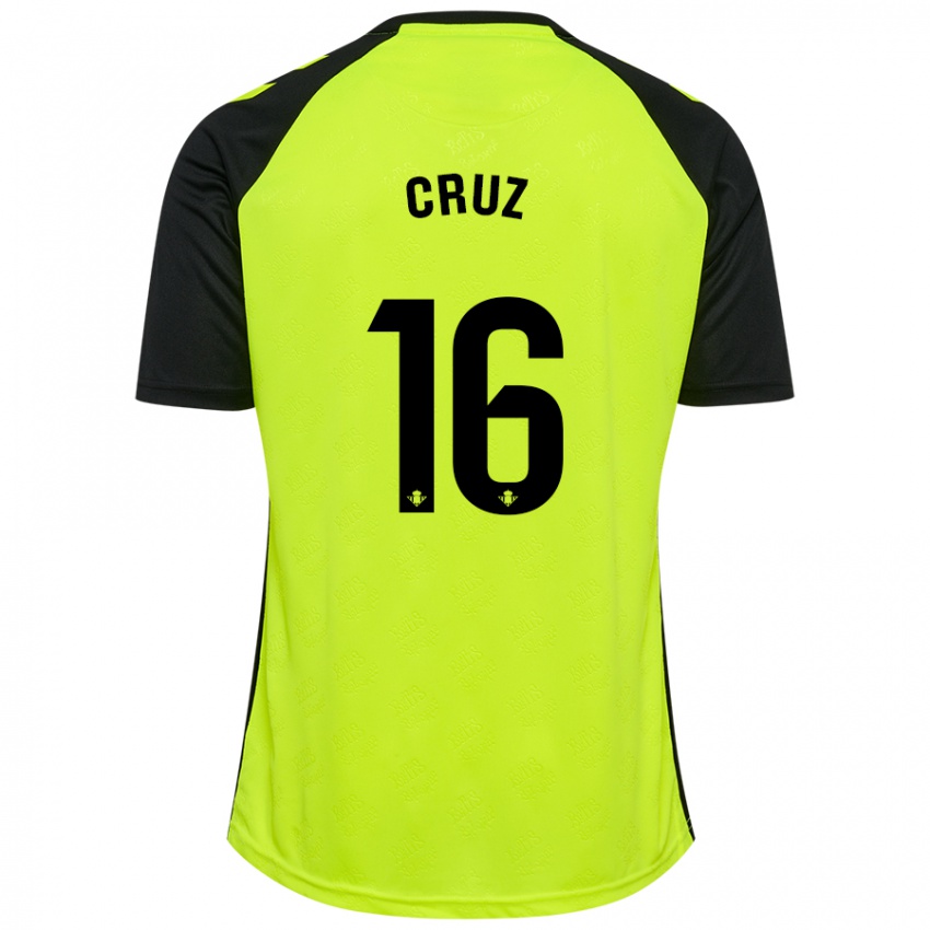 Heren Juan Cruz #16 Fluorescerend Geel Zwart Uitshirt Uittenue 2024/25 T-Shirt België