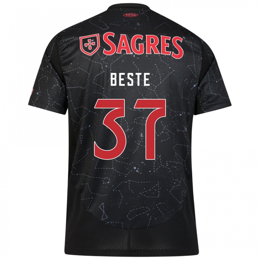 Heren Jan-Niklas Beste #37 Zwart Rood Uitshirt Uittenue 2024/25 T-Shirt België