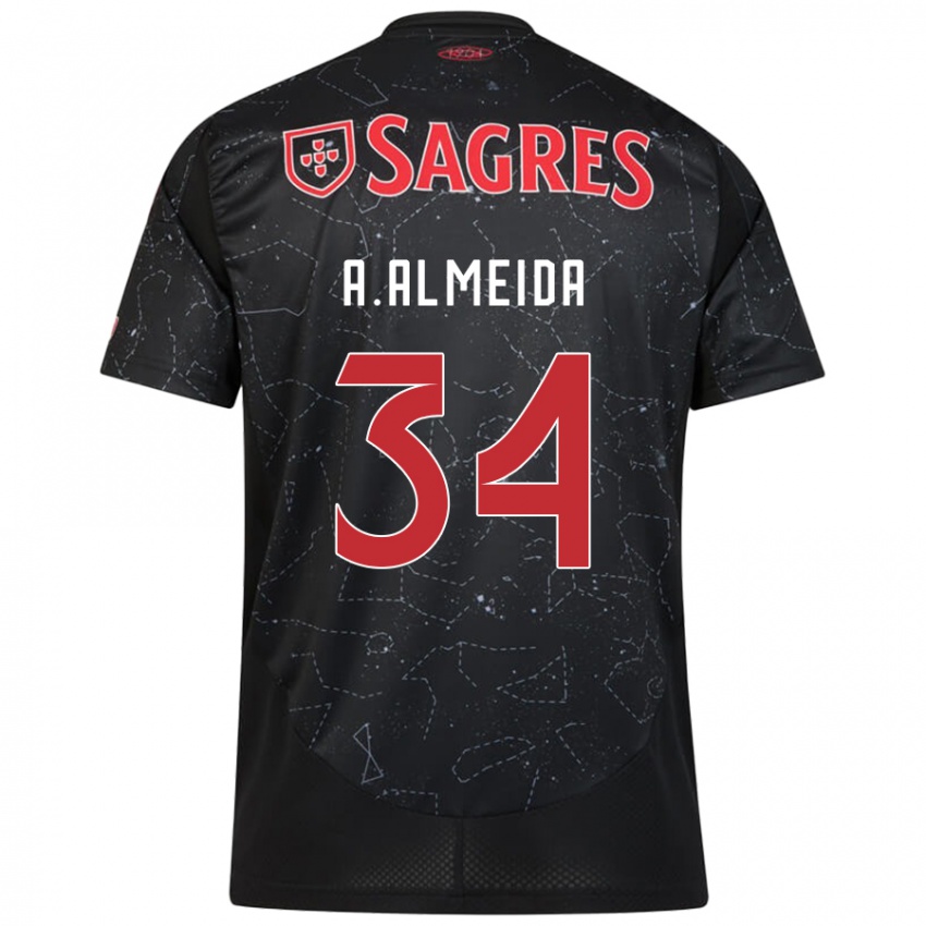 Homme Maillot Andre Almeida #34 Noir Rouge Tenues Extérieur 2024/25 T-Shirt Belgique