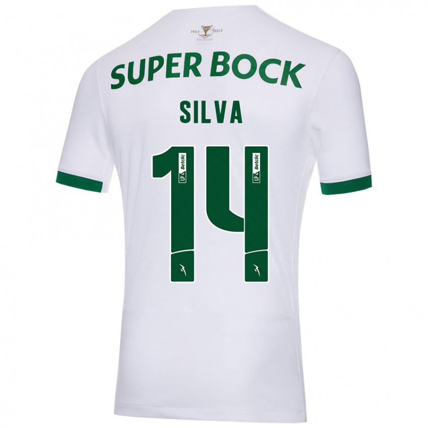 Homme Maillot Guilherme Silva #14 Blanc Vert Tenues Extérieur 2024/25 T-Shirt Belgique